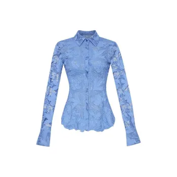 Oscar De La Renta Poppy Guipure Lace Blouse
