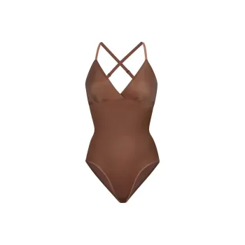SKIMS BARELY THERE BODYSUIT BRIEF W/SNAPS Bodysuits Women's Camel JASPER