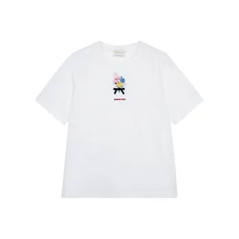 SHUSHUTONG Drop Shoulder Sleeve T Shirt Women's White