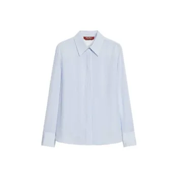 MaxMara Studio Pagine Collection Printed Crêpe De Chine Shirt Women's Light Blue