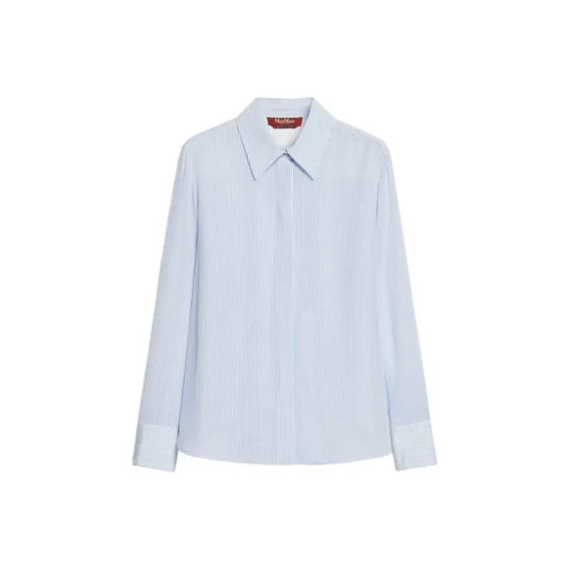 MaxMara Studio Pagine Collection Printed Crêpe De Chine Shirt Women's Light Blue-0
