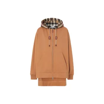 Burberry FW21 Cotton Loose Fit Check Hooded Jacket Brown