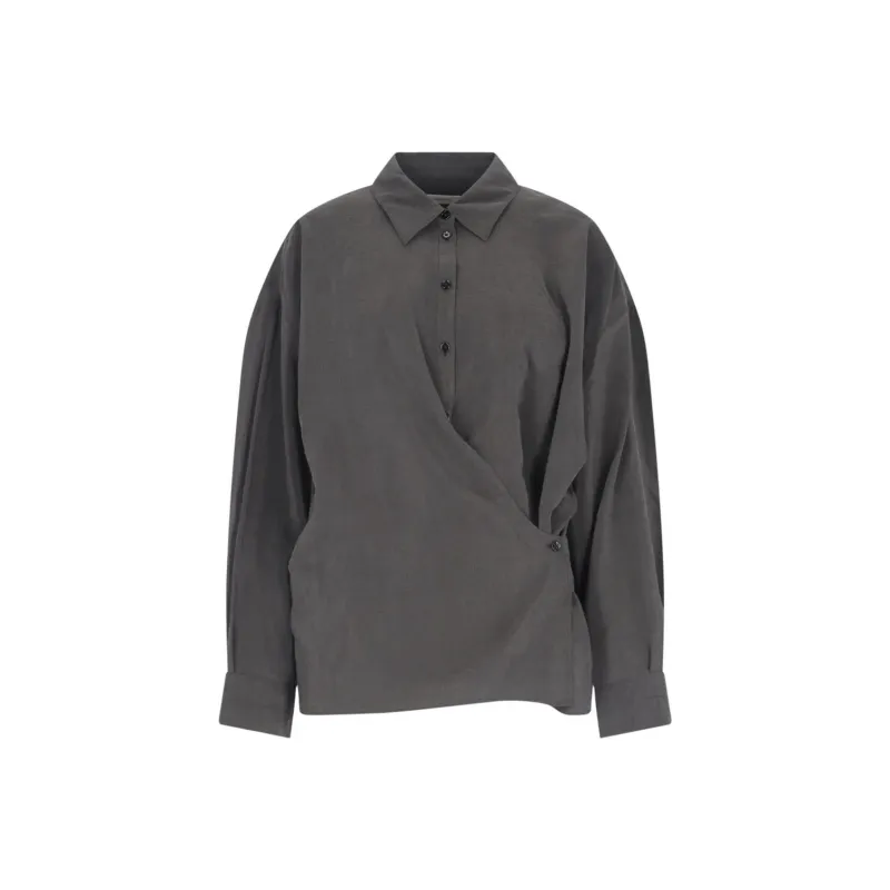 Lemaire Straight Collar Twisted Top 'Dark Espresso'-0