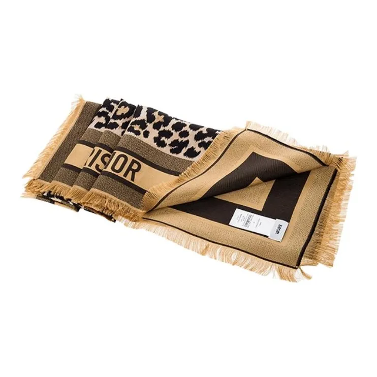 DIOR Fringed Leopard Printed Scarf-5