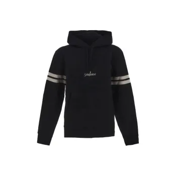 SAINT LAURENT Logo Embroidered Long Sleeved Hoodie