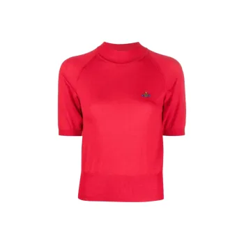 Vivienne Westwood Orb Embroidered Short Sleeved Knitted Top