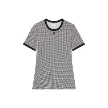 COURREGES Contrast Houndstooth T Shirt 'Houndstooth White/Black'