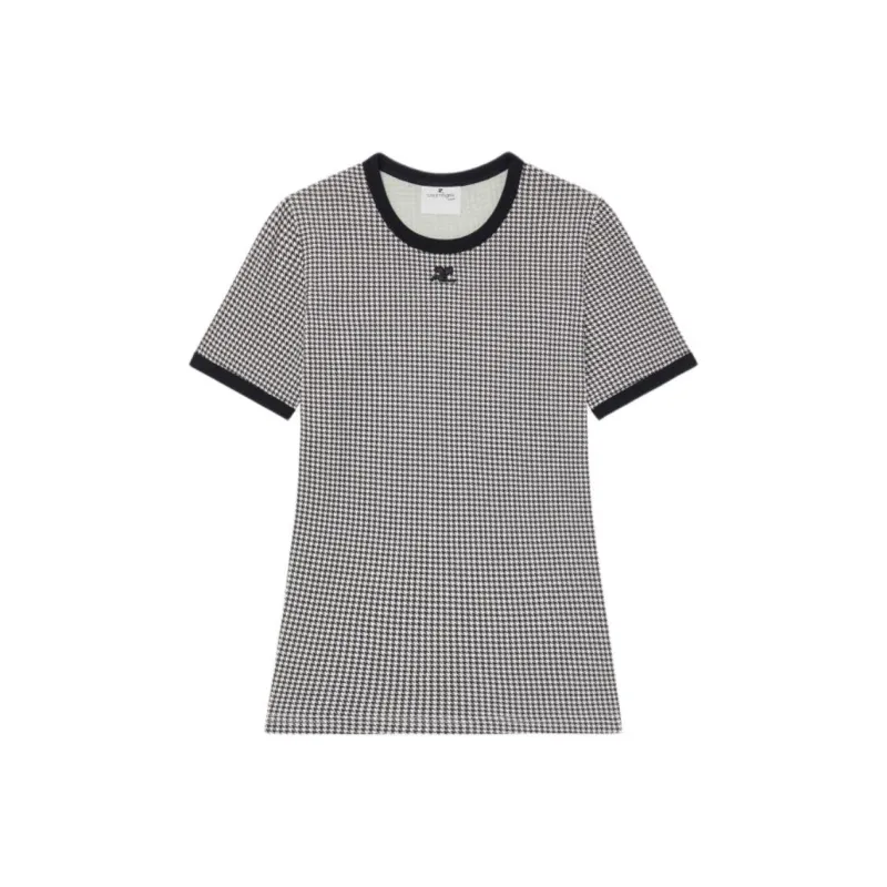 Courrèges Contrast Houndstooth T Shirt 'Houndstooth White/Black'-0