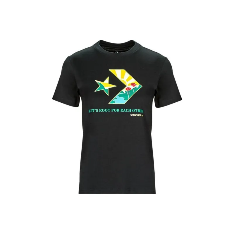 Converse Star Chevron Infill T Shirts Women's Black-0