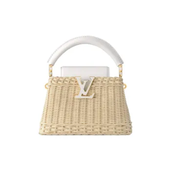 LOUIS VUITTON Capucines Rattan Woven Bag Shoulder Bag Handbag Mini Women's Beige & Silver