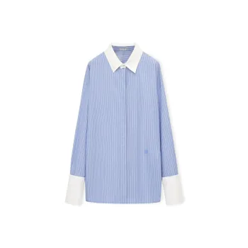 LOEWE Women's Stripe Long Cotton Shirt Blue/White