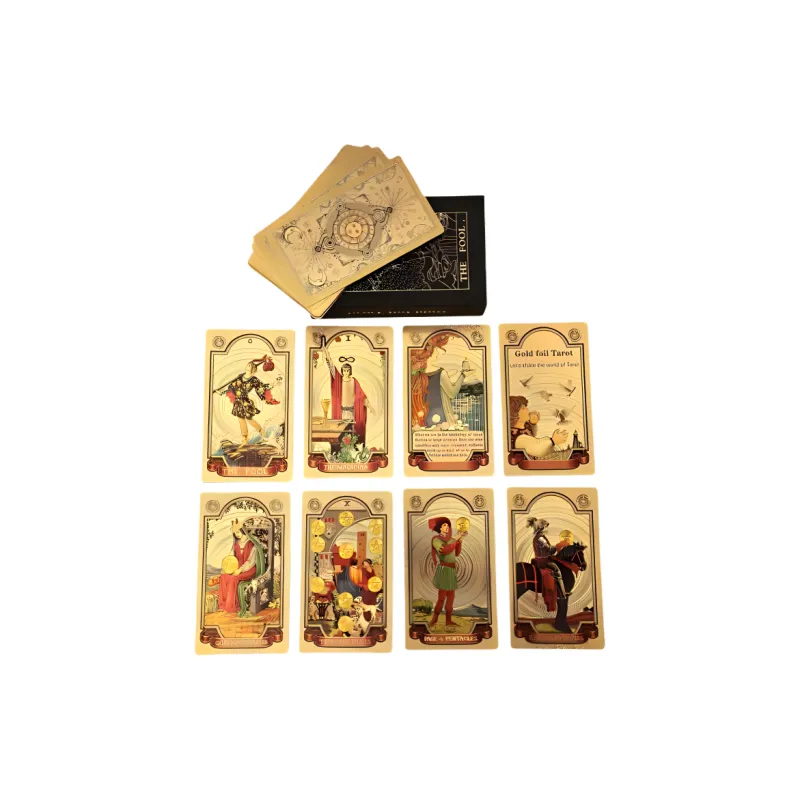 ZOCO Black Gold Sun Tarot Card Box Included Waterproof And Durable PET Material Board Games-32