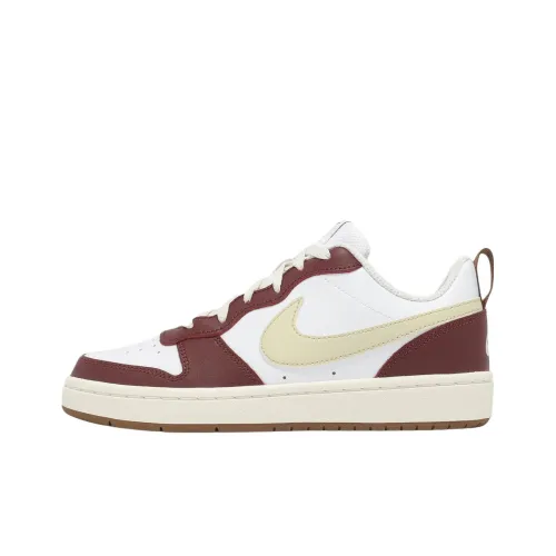 Nike Court Borough Anti Slip Wear Resistant Low Top Kids' Skateboarding Shoes White Red Unisex