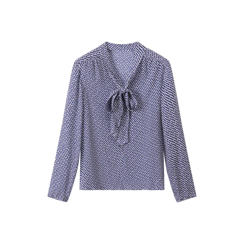 H YXIANG Shirt Women's Blue White Oval-0