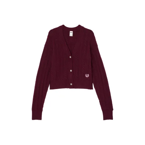 Victoria's Secret PINK Collegiate Cable Knit Cropped Cardigan/Wild Rose Knitwear Women's Wild Rose