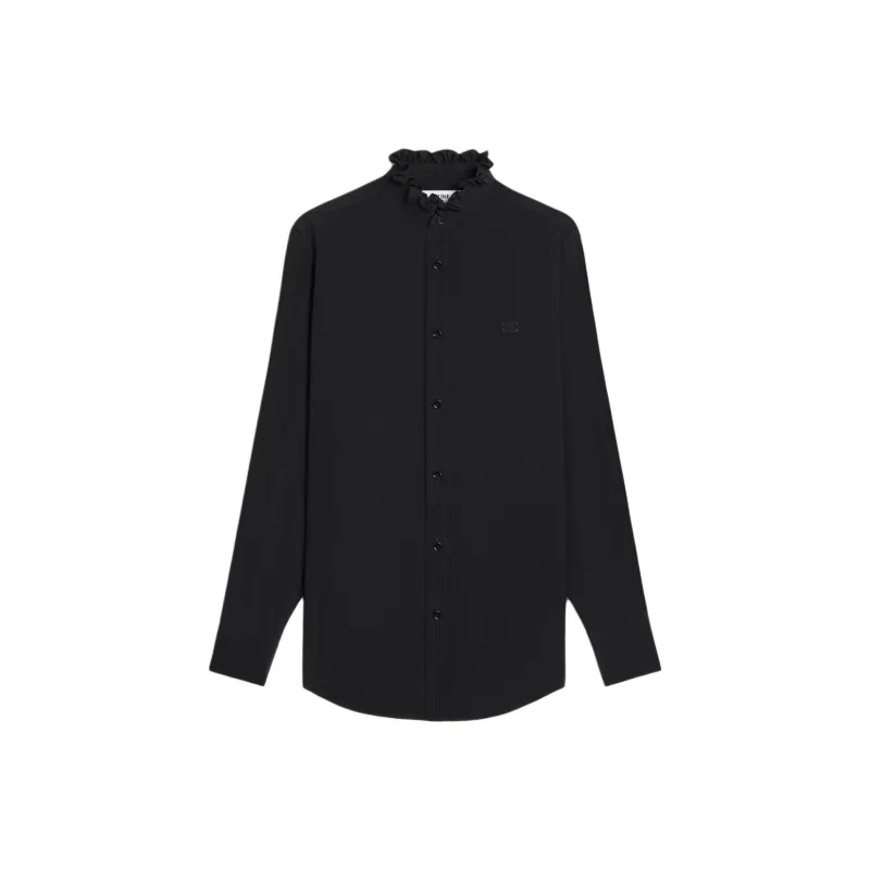 CELINE Frilled Romy Shirt In Silk Crepe And Acetate-0