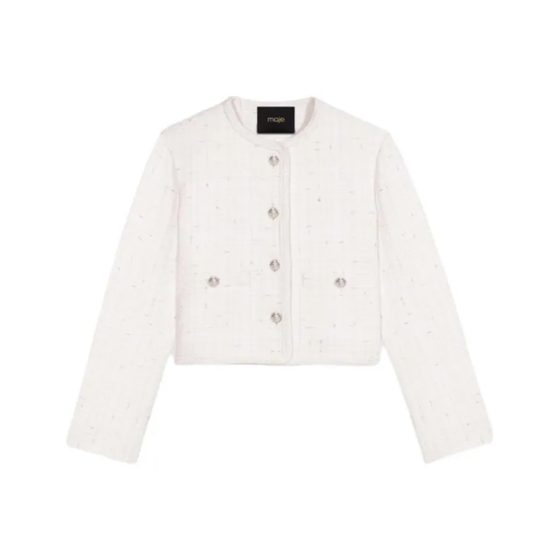 Maje Metallic thread Tweed Jacket-0