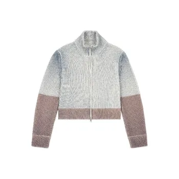 MM6 Maison Margiela High Neck Zipped Knit Cardigan