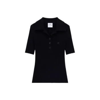 COURREGES Iconic Ribbed knit Polo Shirt