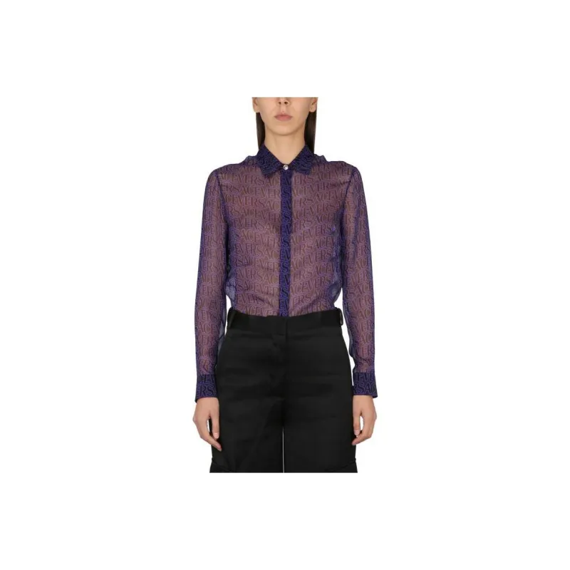 VERSACE Allover Logo Printed Long Sleeved Shirt-0