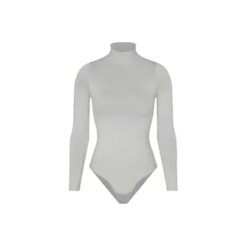 SKIMS ESSENTIAL MOCK NECK LONG SLEEVE BODYSUIT Bodysuits Women's LIGHT GREY/Light Gray