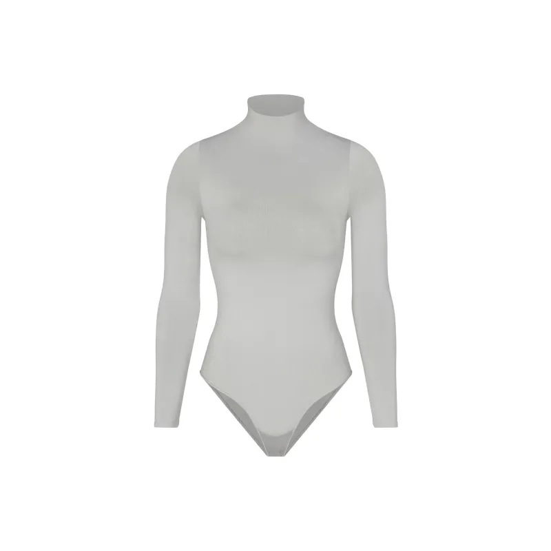 SKIMS ESSENTIAL MOCK NECK LONG SLEEVE BODYSUIT Bodysuits Women's LIGHT GREY/Light Gray-0