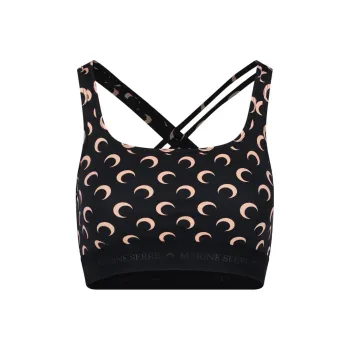Marine Serre All Over Moon Brassiere 'All Over Moon Tan On Black'