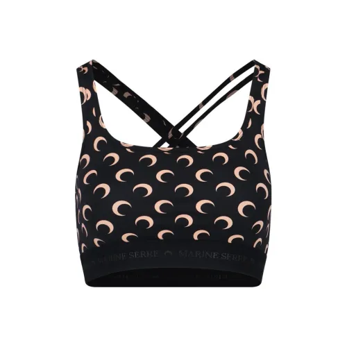 Marine Serre All Over Moon Brassiere 'All Over Moon Tan On Black'