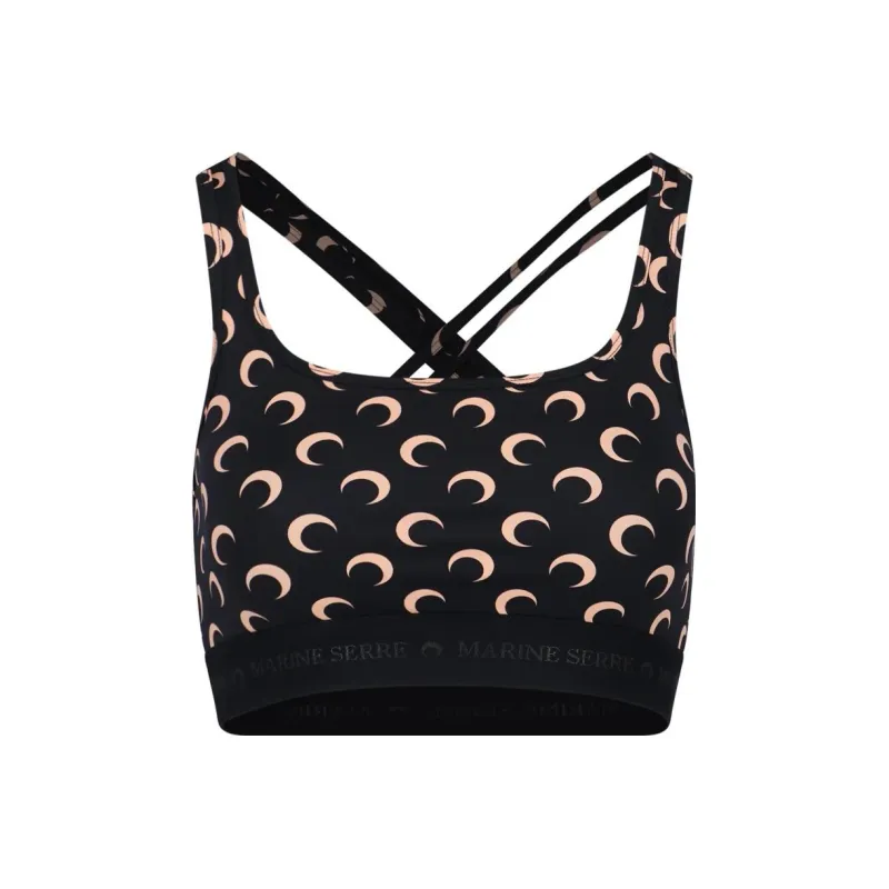 Marine Serre All Over Moon Brassiere 'All Over Moon Tan On Black'-0