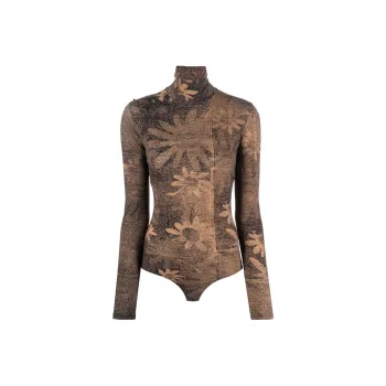 MM6 Maison Margiela Flower-print High Neck Bodysuit