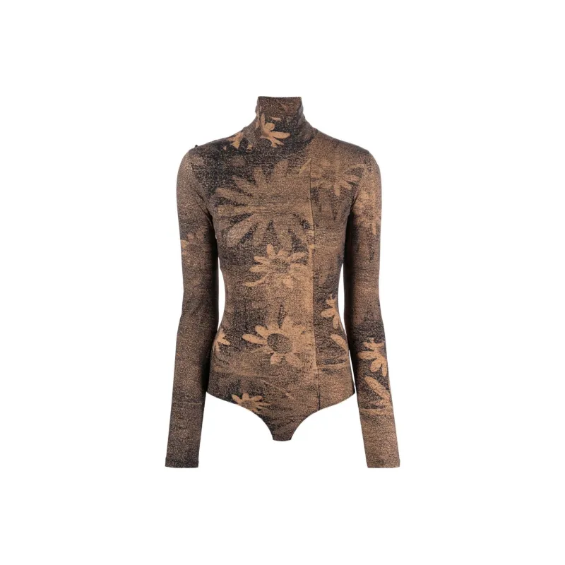 MM6 Maison Margiela Flower-print High Neck Bodysuit-0
