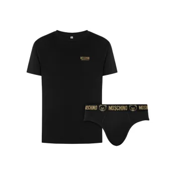 MOSCHINO Logo Printed T Shirt Briefs Set