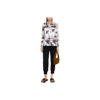 PALM ANGELS Hawaiian Track Shirt Beige/Black