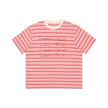 MostwantedLab T Shirt Unisex Light Peach Red Stripes