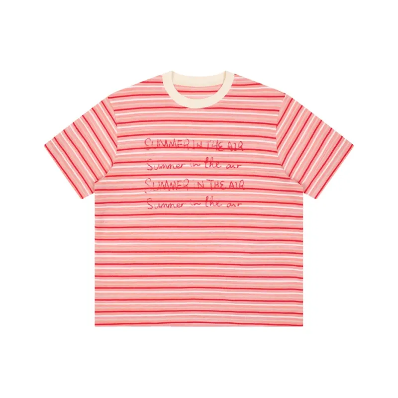MostwantedLab T Shirt Unisex Light Peach Red Stripes-0