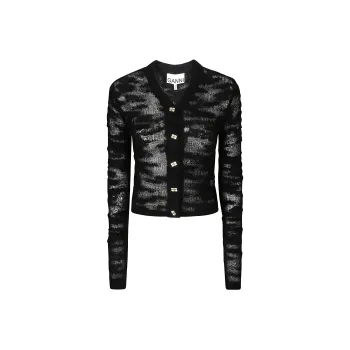 GANNI V Neck Knitted Cardigan