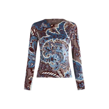 ETRO Tulle Jacquard Velvet Top