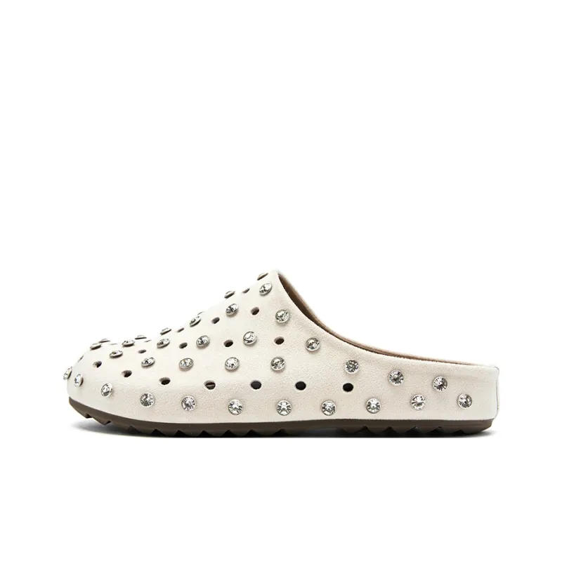 WESTLINK Cut Out Rhinestone Slip Resistant Closed Toe Slippers Women's-0