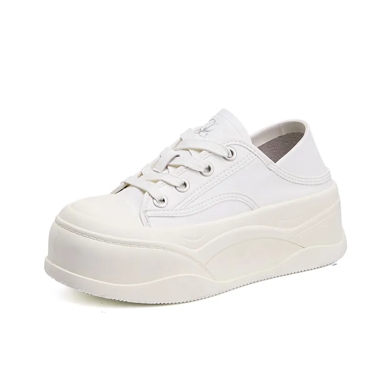 La Chapelle Abrasion Resistant Height Increasing Low Top Skateboard Shoes Women's White-1