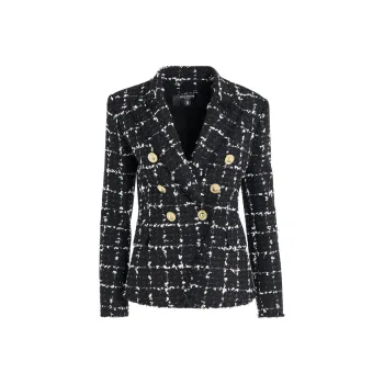 BALMAIN Check Tweed 6-Button Jacket