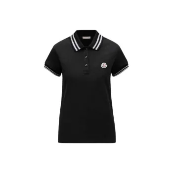 Moncler FW23 Logo Patch Polo Shirt Polo Shirt Women's Black