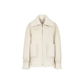 FENDI Leather Jacket Women's Cream
