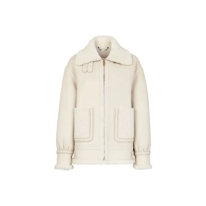 FENDI Leather Jacket Women's Cream-0