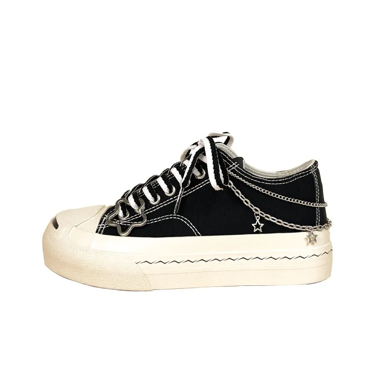 A&M Abrasion Resistant Breathable Low Top Canvas Shoes Unisex Black White-0