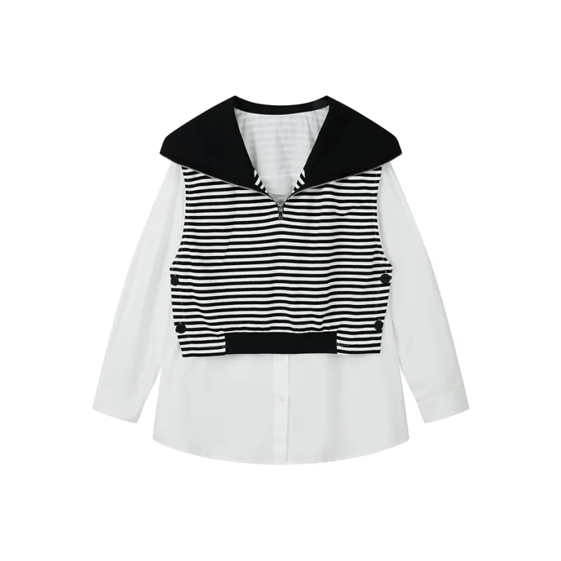 Yu Qianwen Shirt Women's Melodic Stripes-0