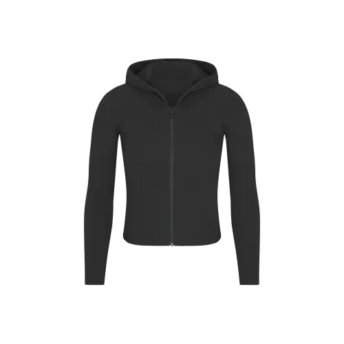SKIMS FW24 Cotton Collection COTTON RIB ZIP UP HOODIE Sweatshirt Women's SOOT/Smoke Gray