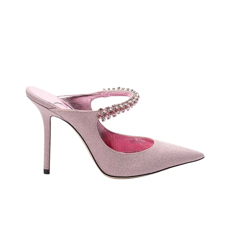 Jimmy Choo Bing Closed Toe Slippers 10cm Women's Pink-1