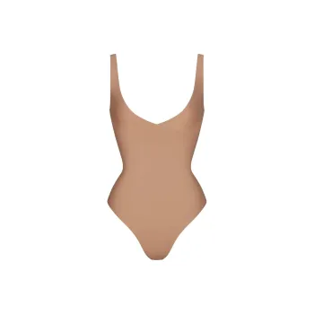 SKIMS BODY UNLINED PLUNGE THONG BODYSUIT Jumpsuit Women's Sienna/Ochre