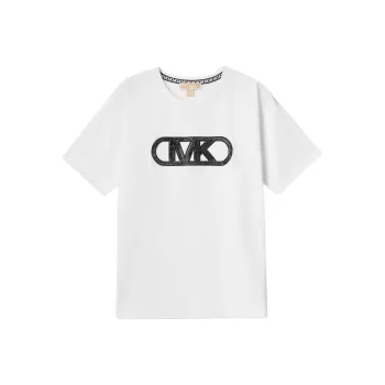 MICHAEL KORS Crocodile Embossed Empire Monogram Stretch Cotton T Shirt