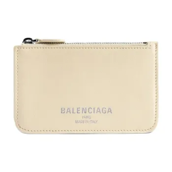 Balenciaga Cash Calfskin Card Holder Women's Beige